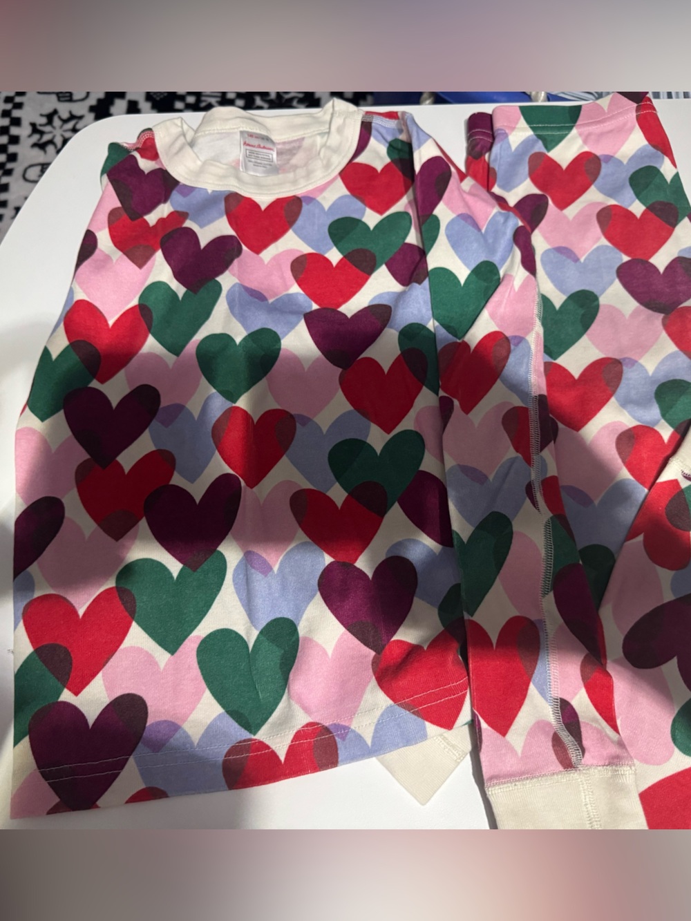 Hanna Andersson Multi-Color Heart Print Pajama Set , 2 Christmas Carters
